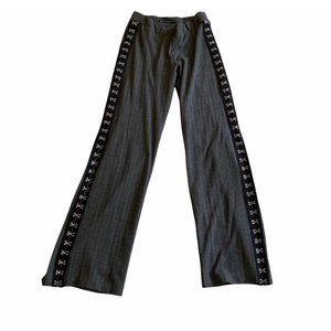 Zara Trafaluc Pinstripe Hook and Eye Flare Wide Leg Pants Gray Size S